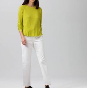 EILEEN FISHER Organic Linen Slub Jersey Long Sleeve Mustard Top XL